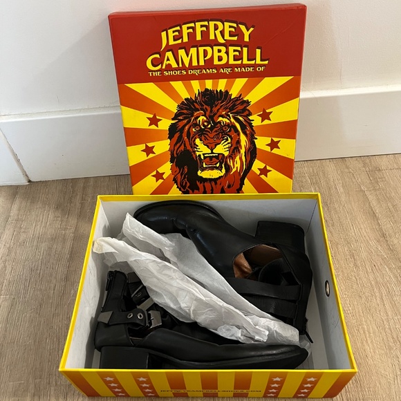 Jeffrey Campbell Everly Black Leather Cutout Ankle Booties - Picture 3 of 10